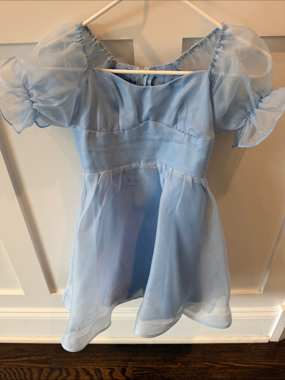 Girls' Light Blue Puff Sleeve Dress-Up Costume